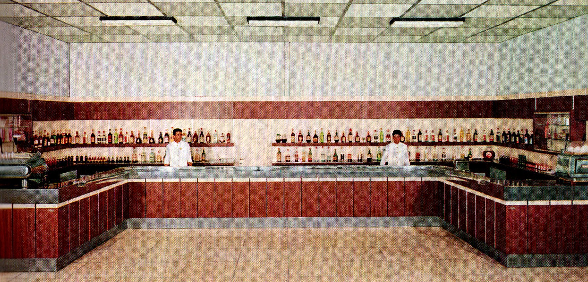 Refreshments bar inside the Innocenti factory canteen complex at Lambrate