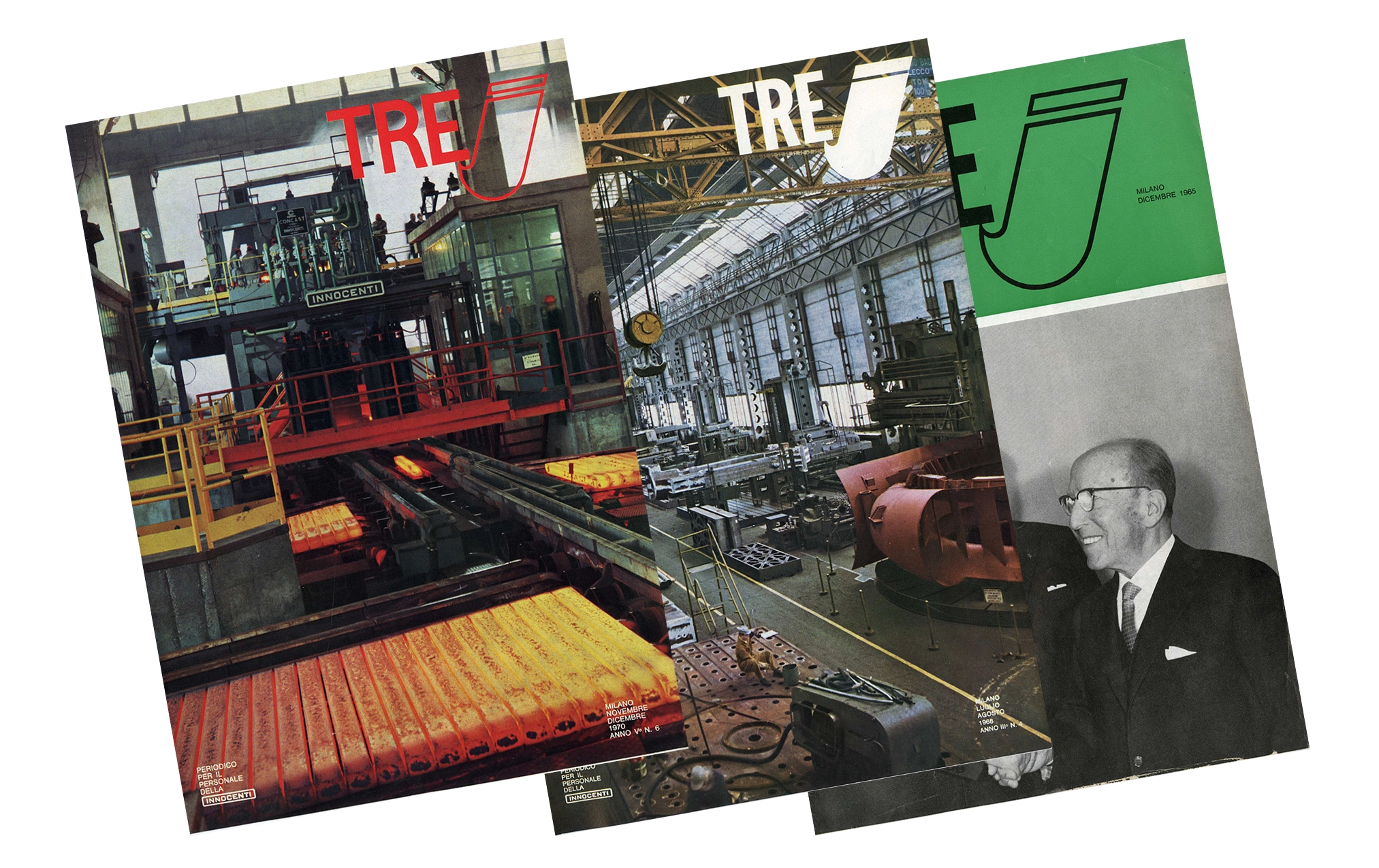 Covers of Tre J, Innocenti’s in-house magazine (1965–1971)