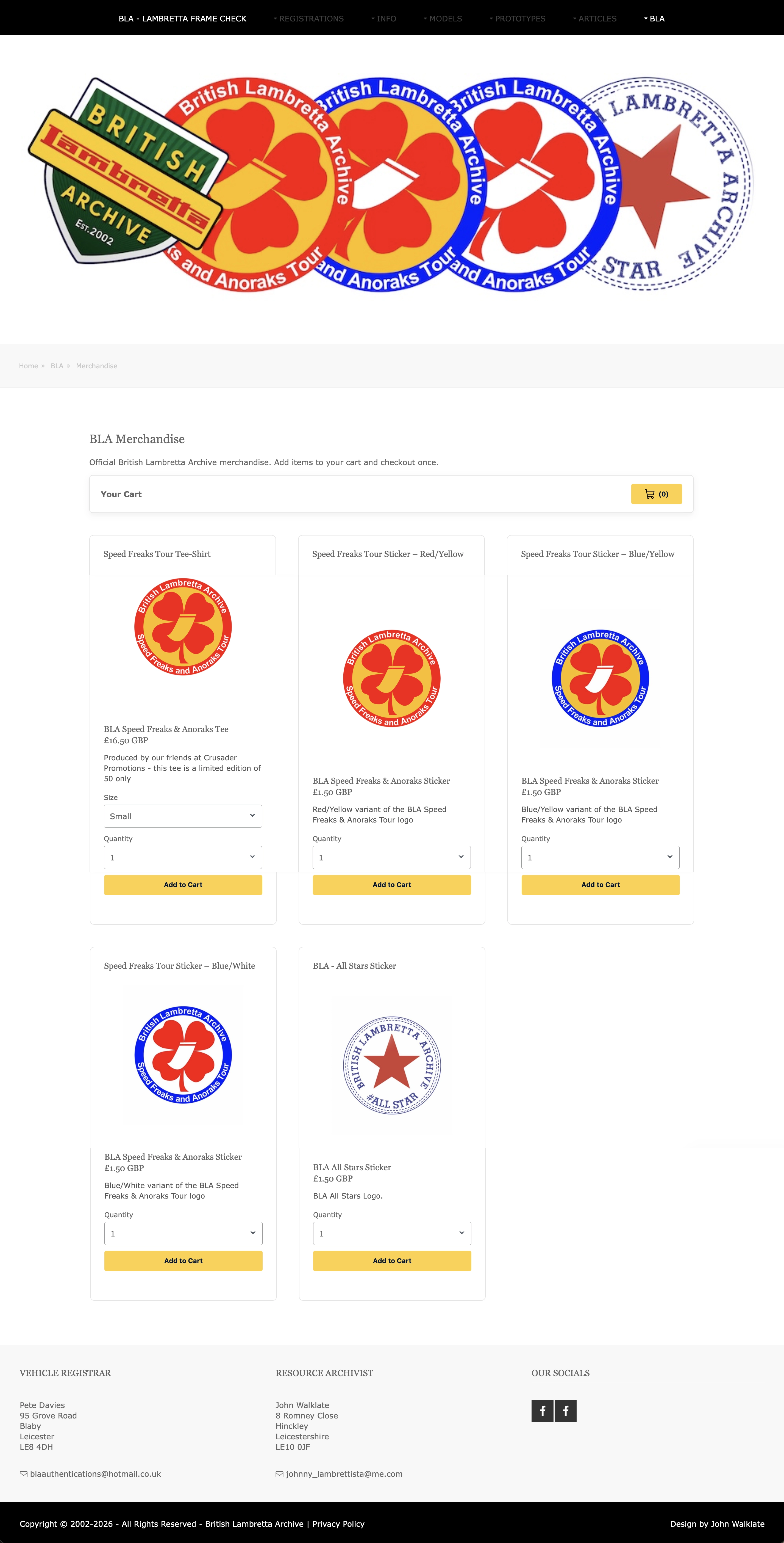 British Lambretta Archive merchandise store preview